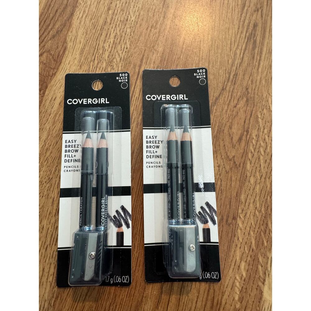 NWT CoverGirl Easy Breezy Brow Fill + Define 500 Black Lot Of 2 (Retail $13)